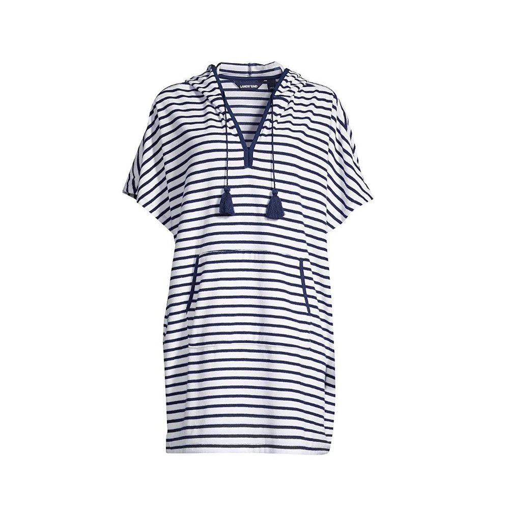 NWT Lands' End Women's Terry V-Neck Hoodie Coverup Dress Size L/XL $100 FF113 - Picture 4 of 4